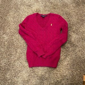 Pink Ralph Lauren Sport Cable Knit Sweater